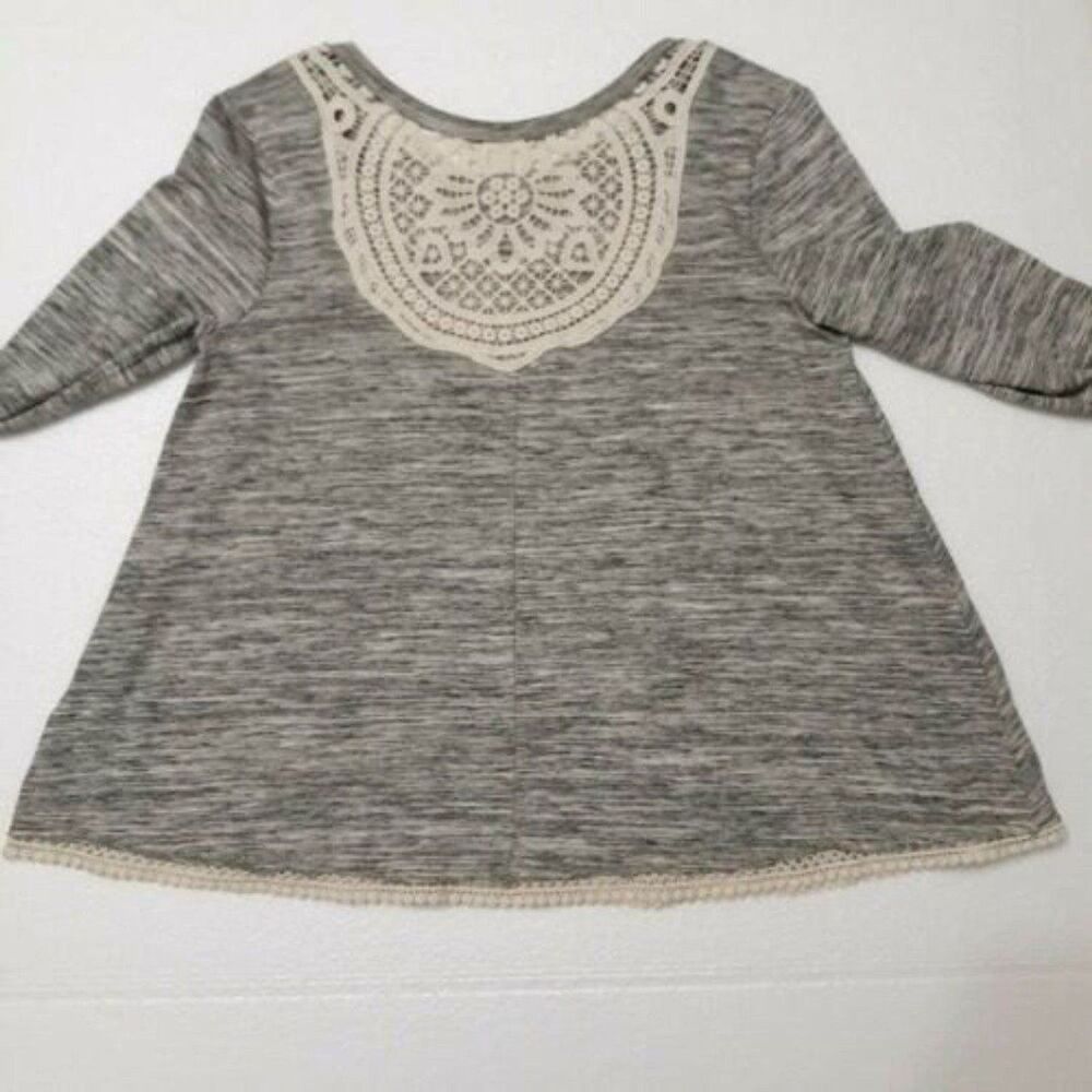 Altar'd State Womens Sz Small Pullover Swing Top With Lace Swing Fit